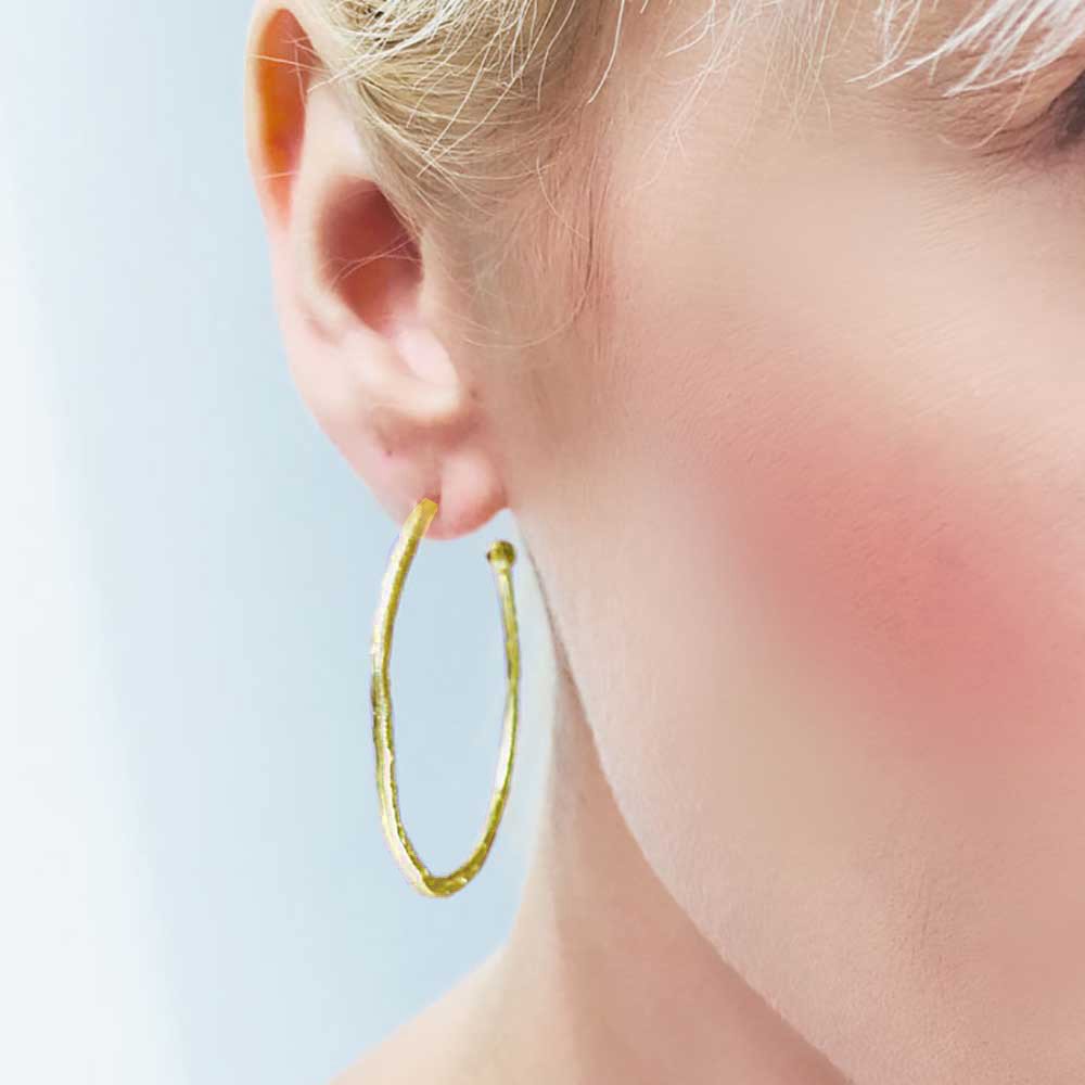 Lydia Large Textured Gold Hoops Azuni London