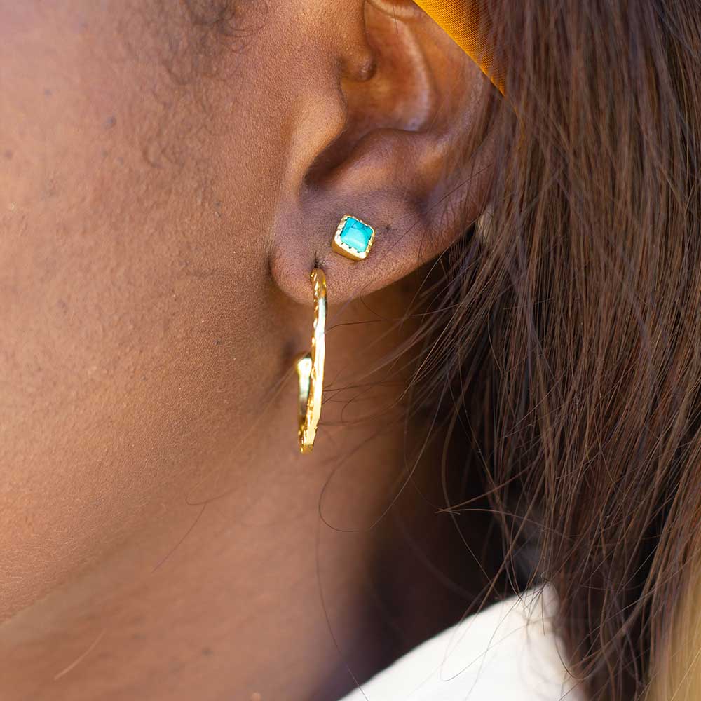 Lydia Textured Gold Hoops Azuni London