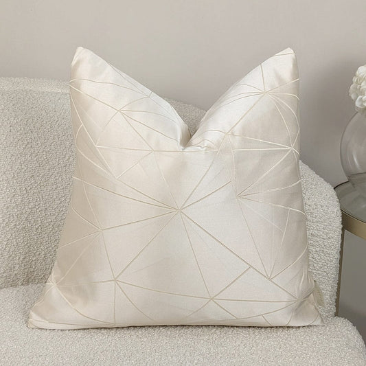 Elara Cream Satin Abstract Cushion - 45x45cm - Rosey's Creations