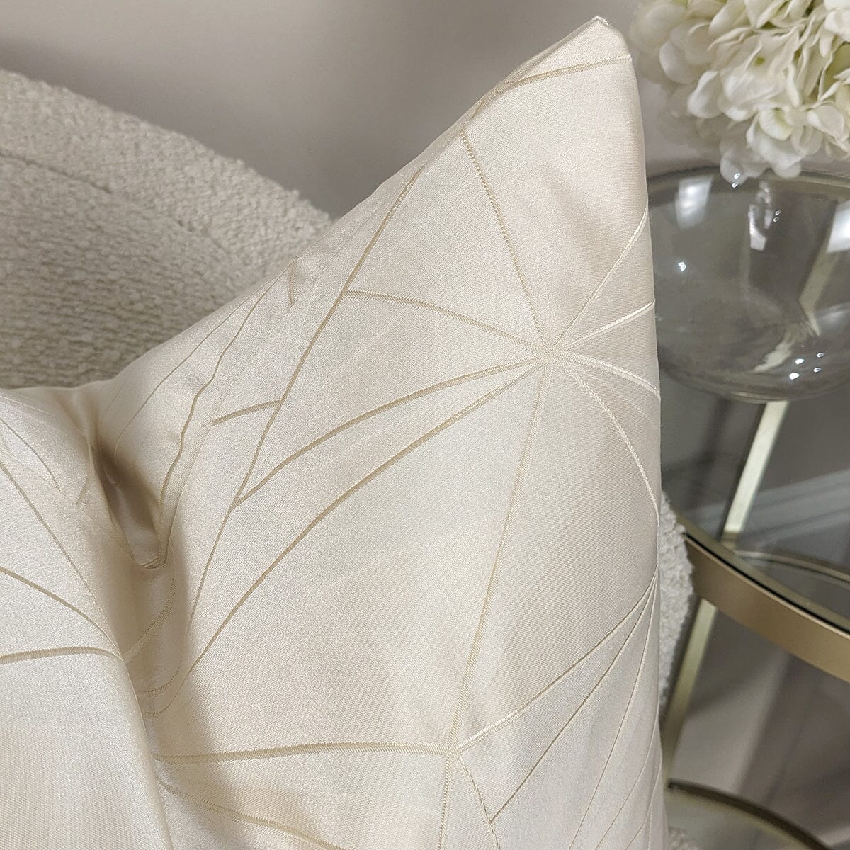 Elara Cream Satin Abstract Cushion - 45x45cm - Rosey's Creations