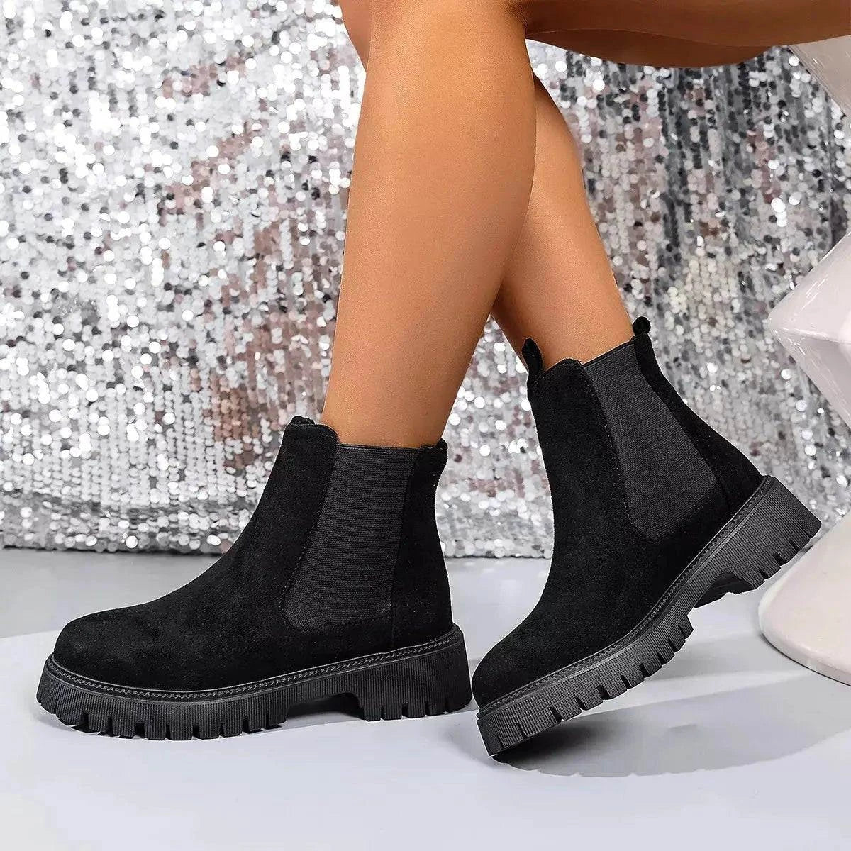 Elastic Side Panels Ankle Boots - Rosey's Creations