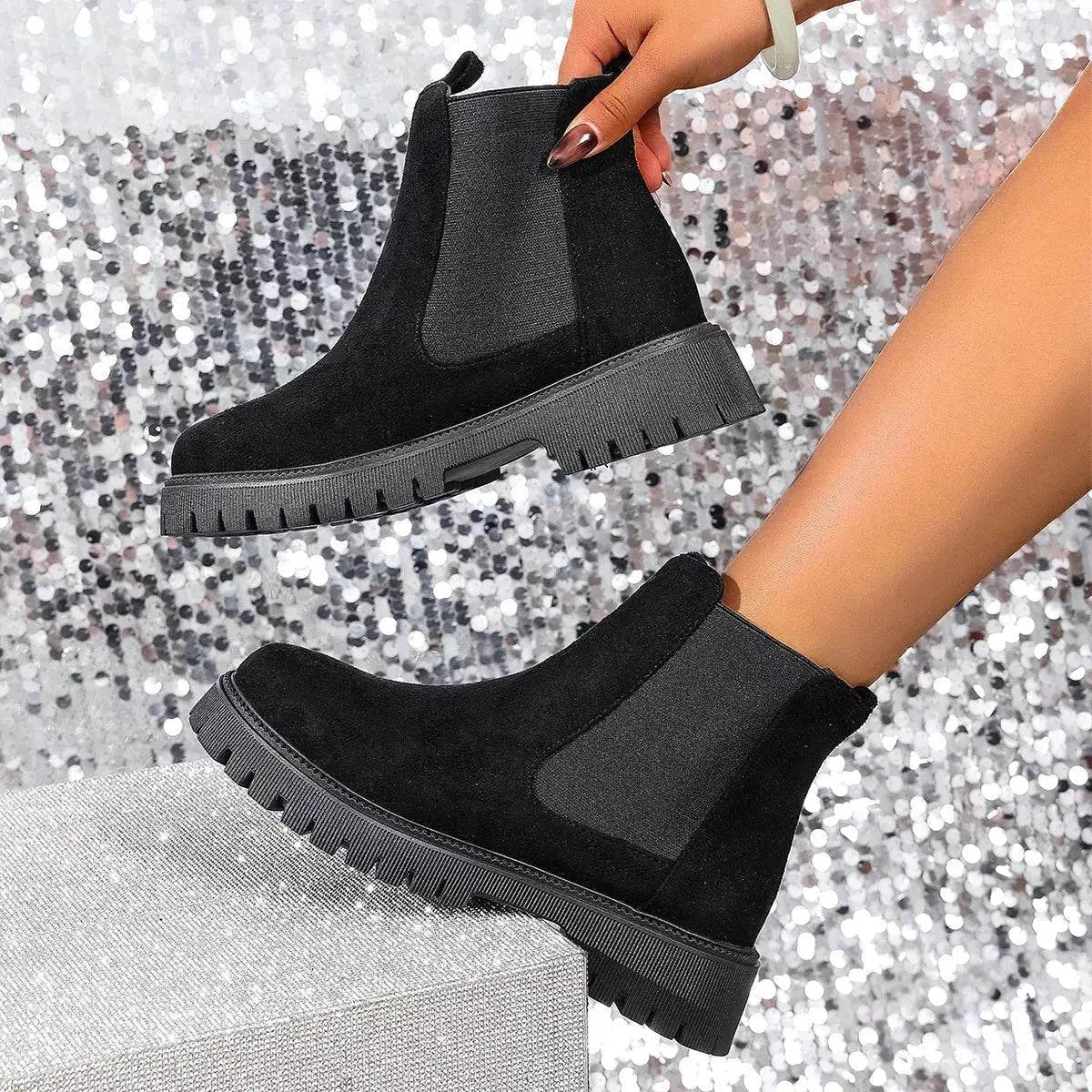 Elastic Side Panels Ankle Boots - Rosey's Creations