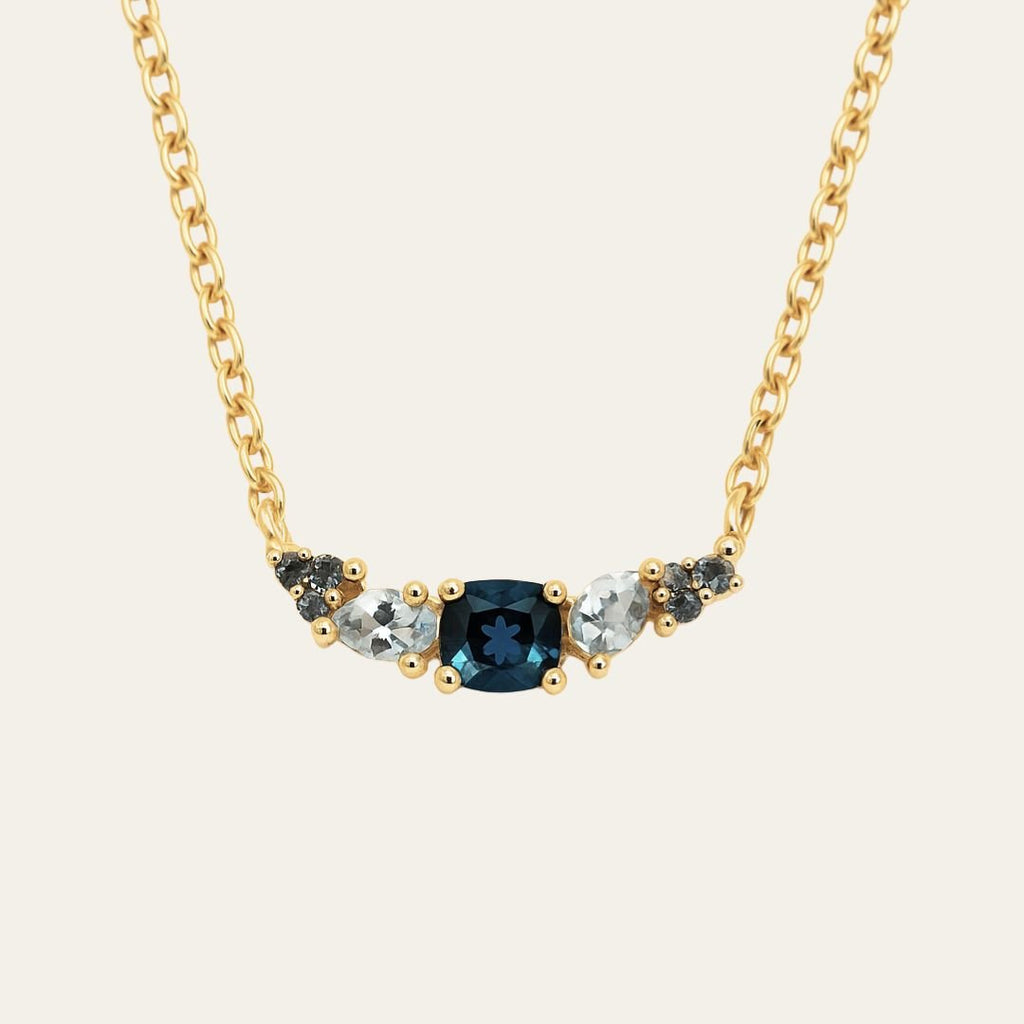 Elegant Topaz Cluster Gold Necklace - Zaria Dainty London
