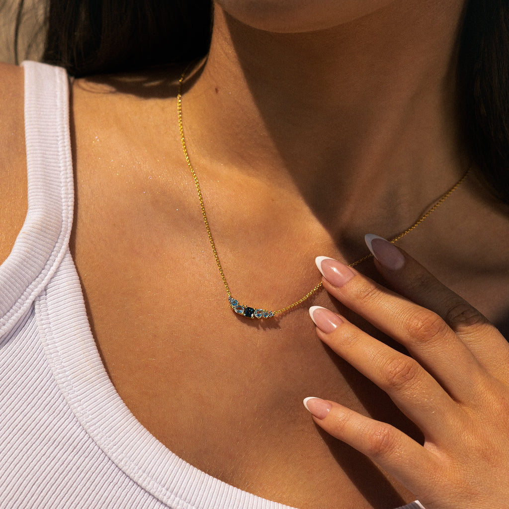 Elegant Topaz Cluster Gold Necklace - Zaria Dainty London