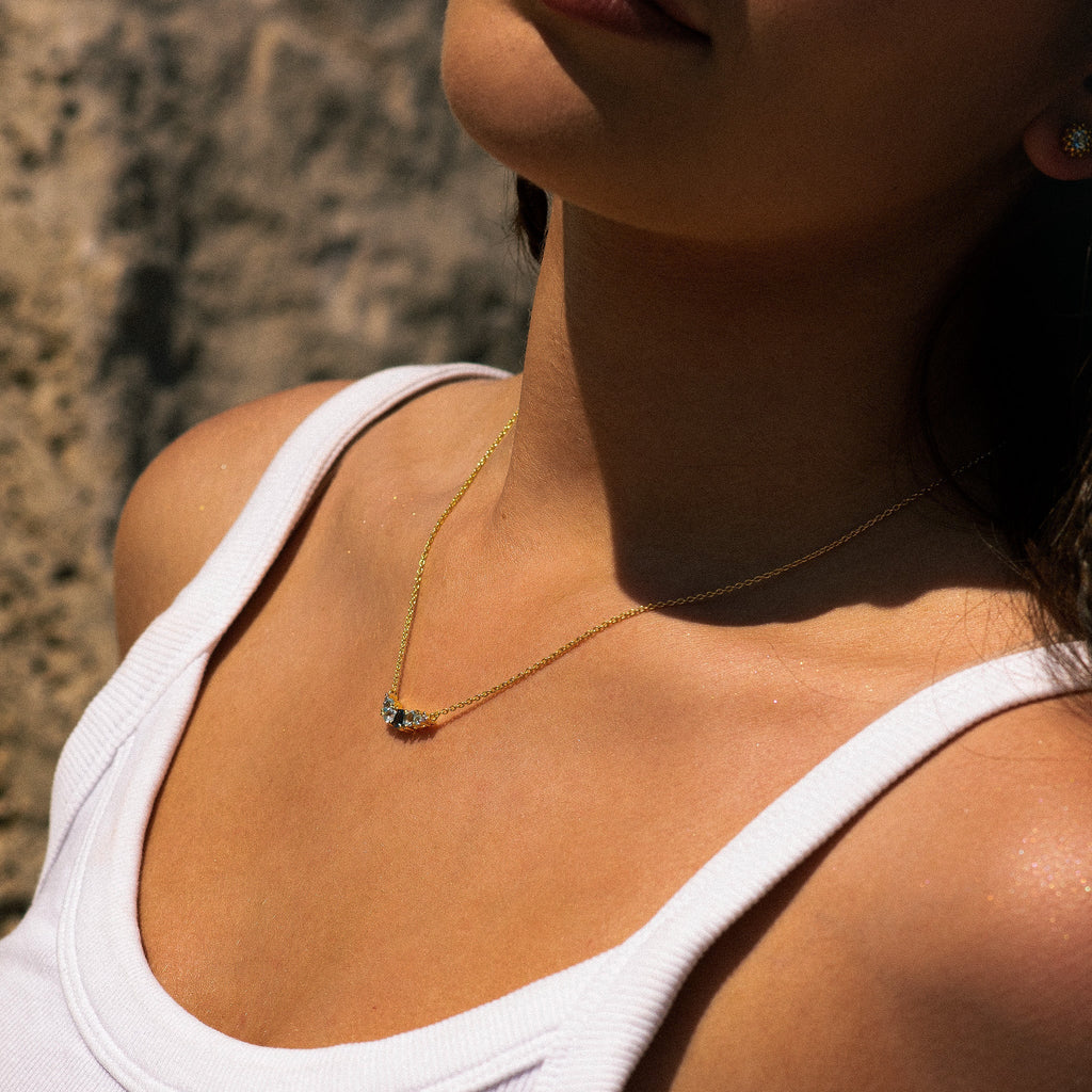 Elegant Topaz Cluster Gold Necklace - Zaria Dainty London