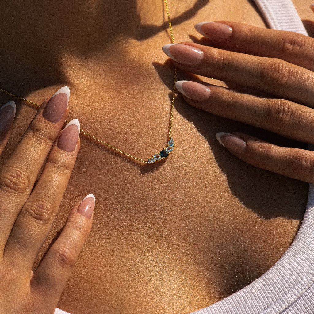 Elegant Topaz Cluster Gold Necklace - Zaria Dainty London