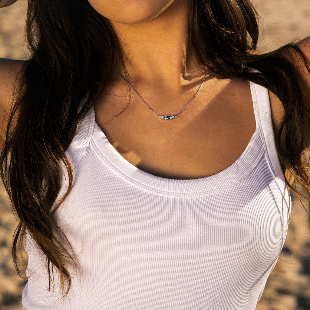 Elegant Topaz Cluster Silver Necklace - Zaria Dainty London