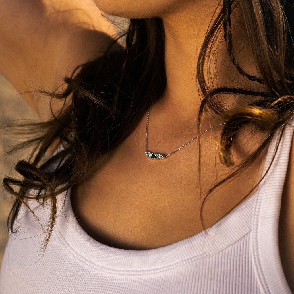 Elegant Topaz Cluster Silver Necklace - Zaria Dainty London