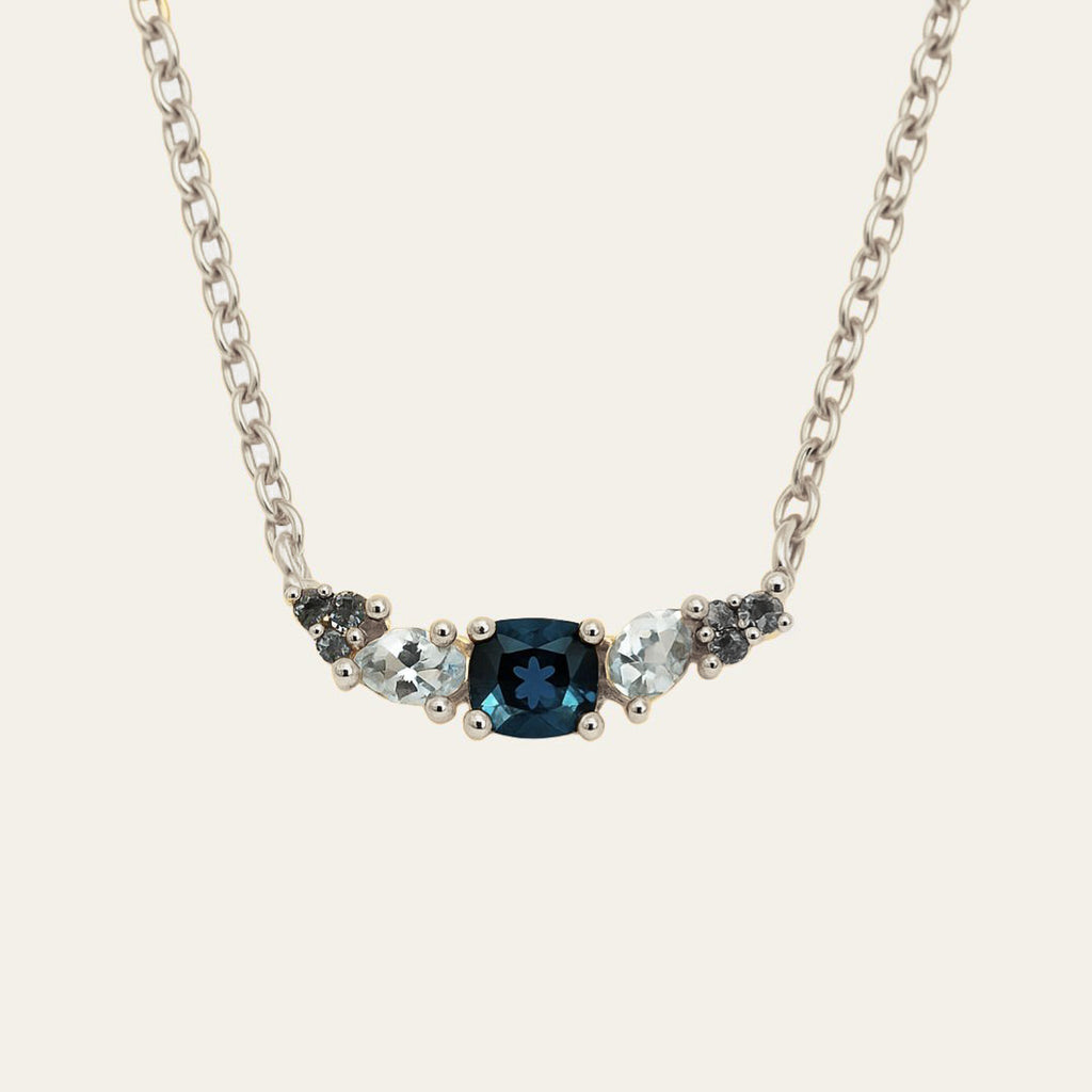 Elegant Topaz Cluster Silver Necklace - Zaria Dainty London