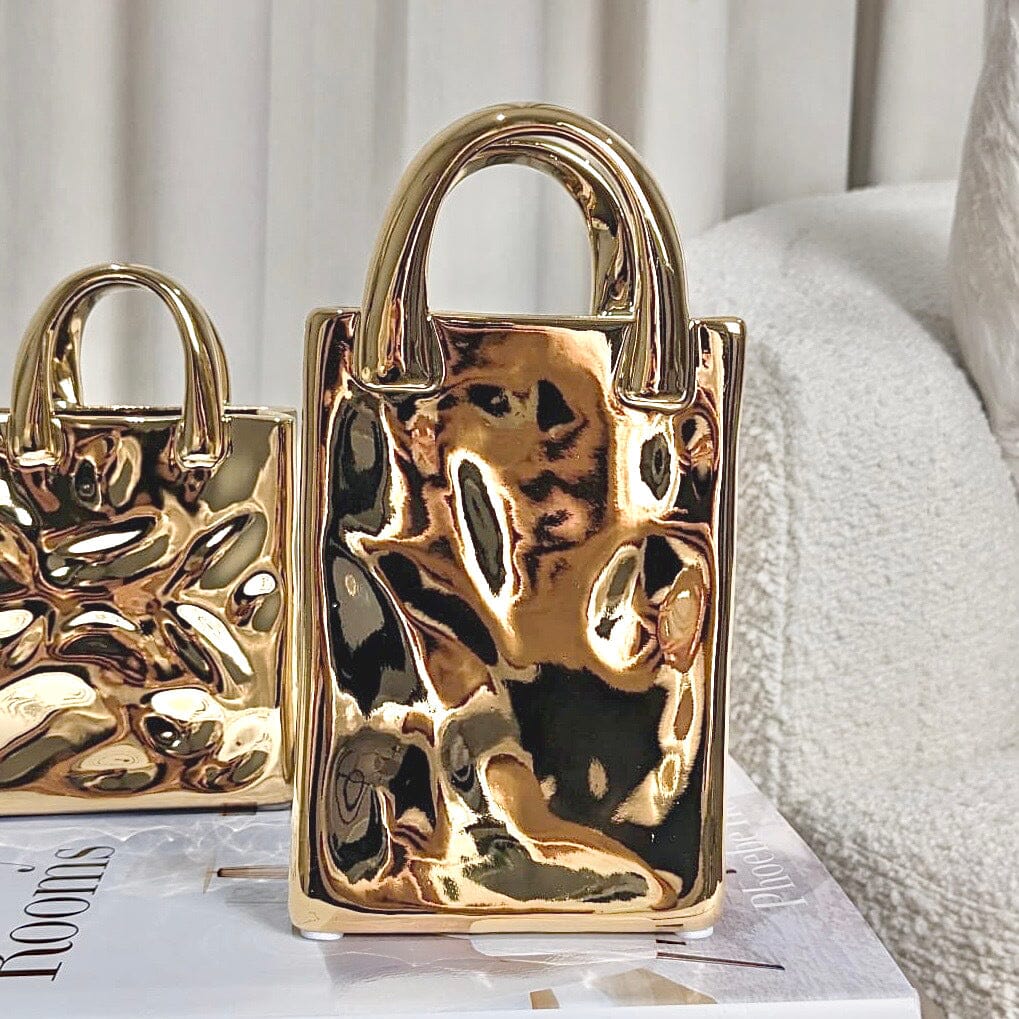 Elise Gold Handbag Decorative Vase - Rosey's Creations