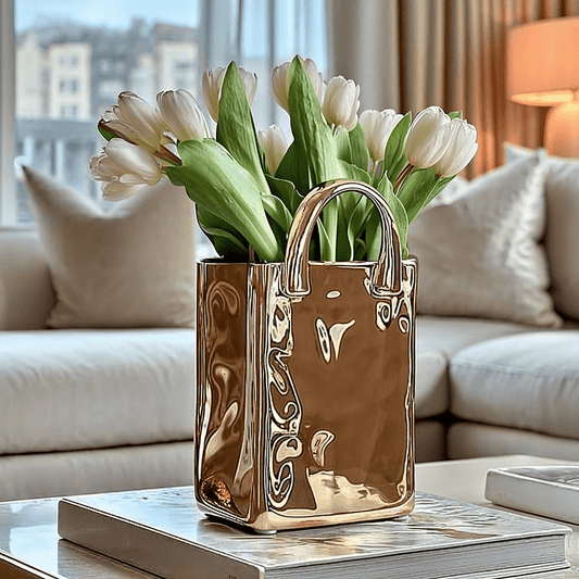 Elise Gold Handbag Decorative Vase - Rosey's Creations