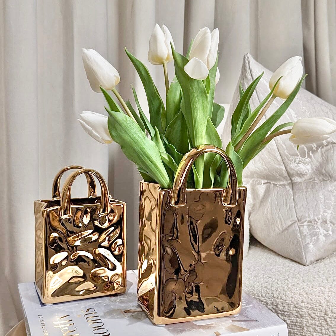 Elise Gold Handbag Decorative Vase - Rosey's Creations
