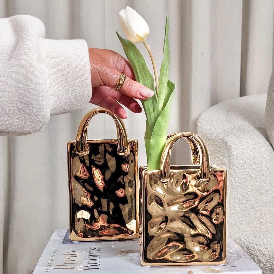 Elise Mini Gold Handbag Decorative Vase - Rosey's Creations
