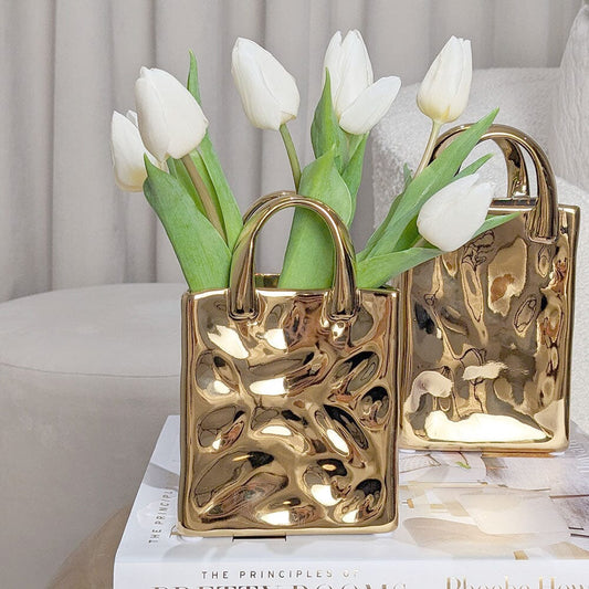 Elise Mini Gold Handbag Decorative Vase - Rosey's Creations