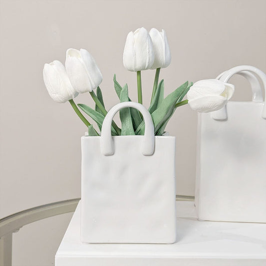 Elise Mini White Handbag Decorative Vase - Rosey's Creations