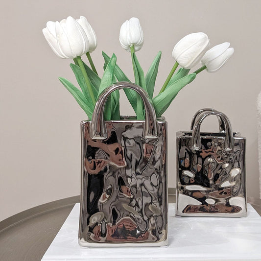 Elise Silver Handbag Decorative Vase - Rosey's Creations