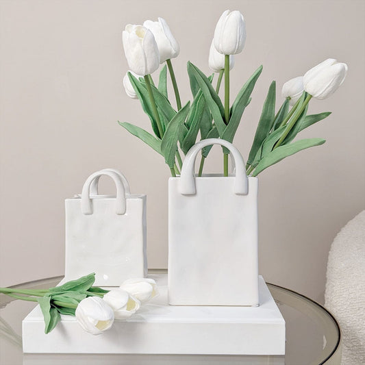 Elise White Handbag Decorative Vase - Rosey's Creations