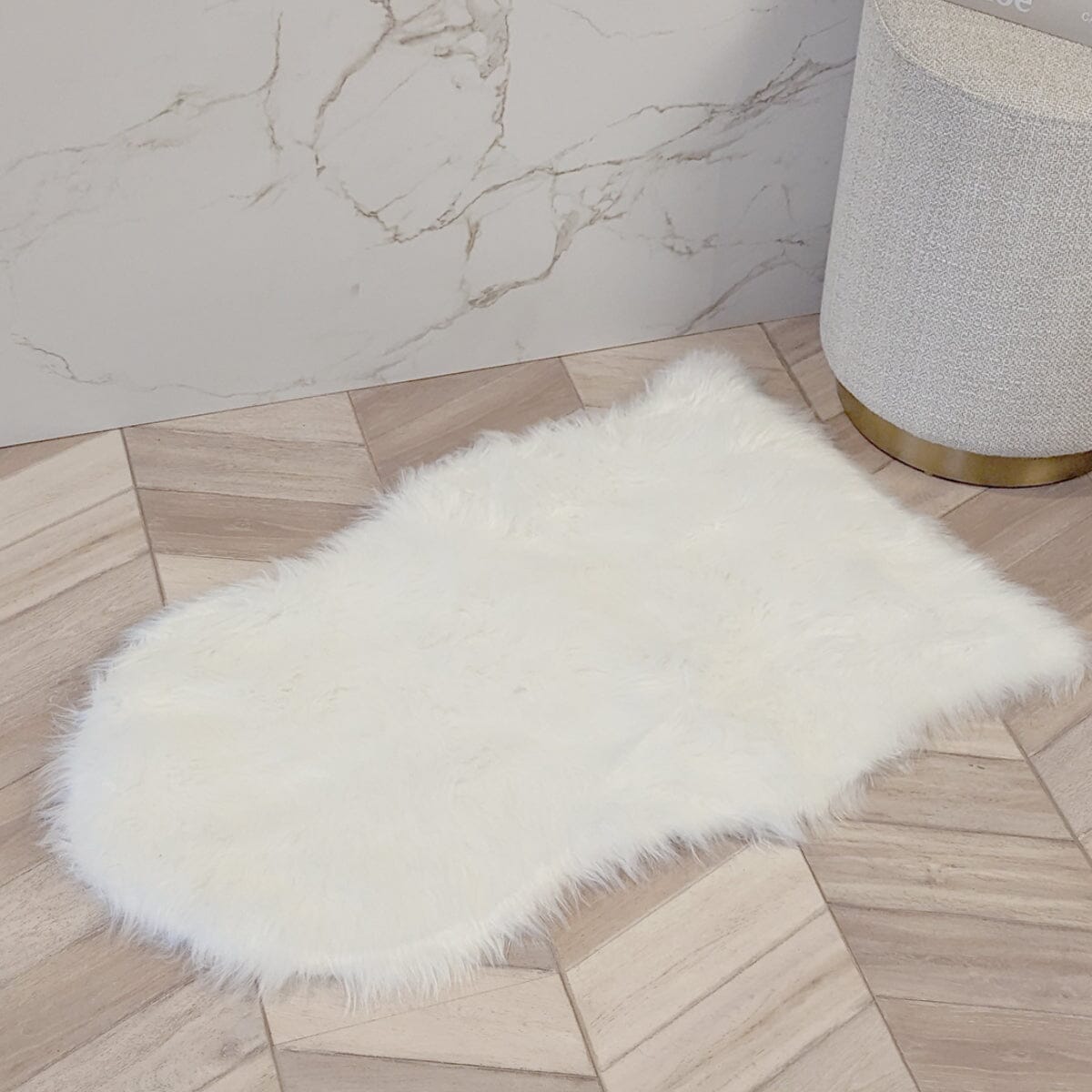 Elle Small Faux Fur White Hide Rug - 60x90cm - Rosey's Creations