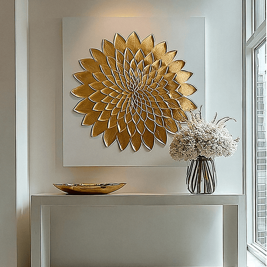 Emelia Gold Leaf & White Textured Canvas Wall Art - Rosey's Creations