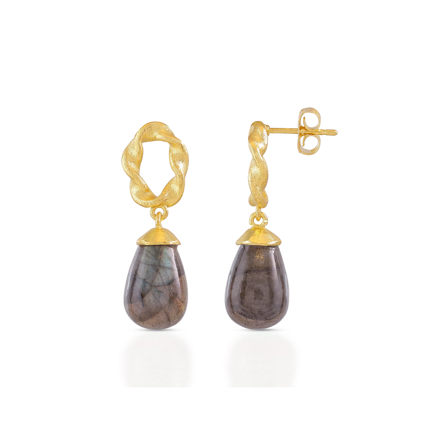Moirai Twisted Loop Earrings Labradorite Azuni London