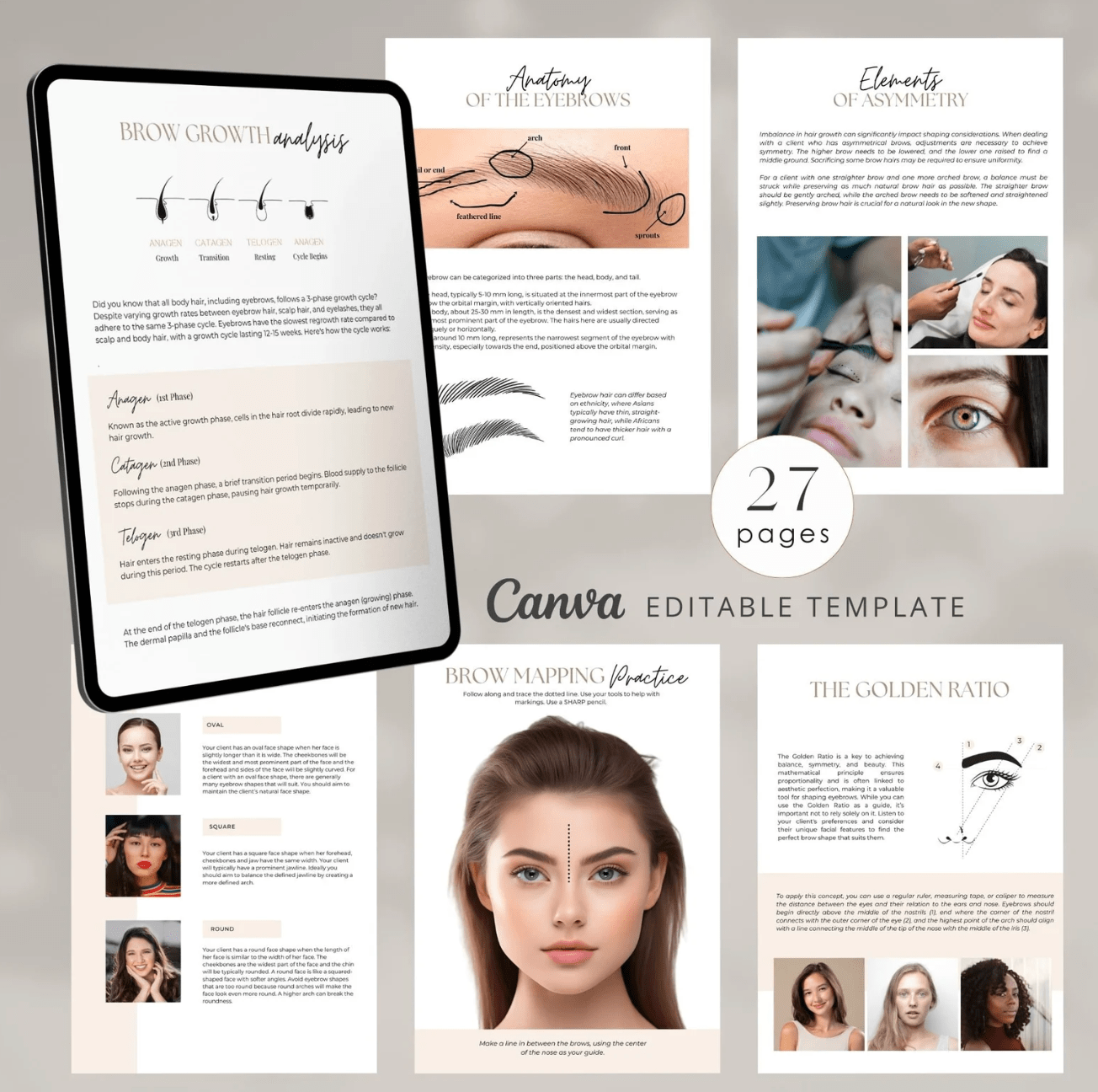 Eyebrow Mapping Course Editable Training Manual - Rosey's Creations