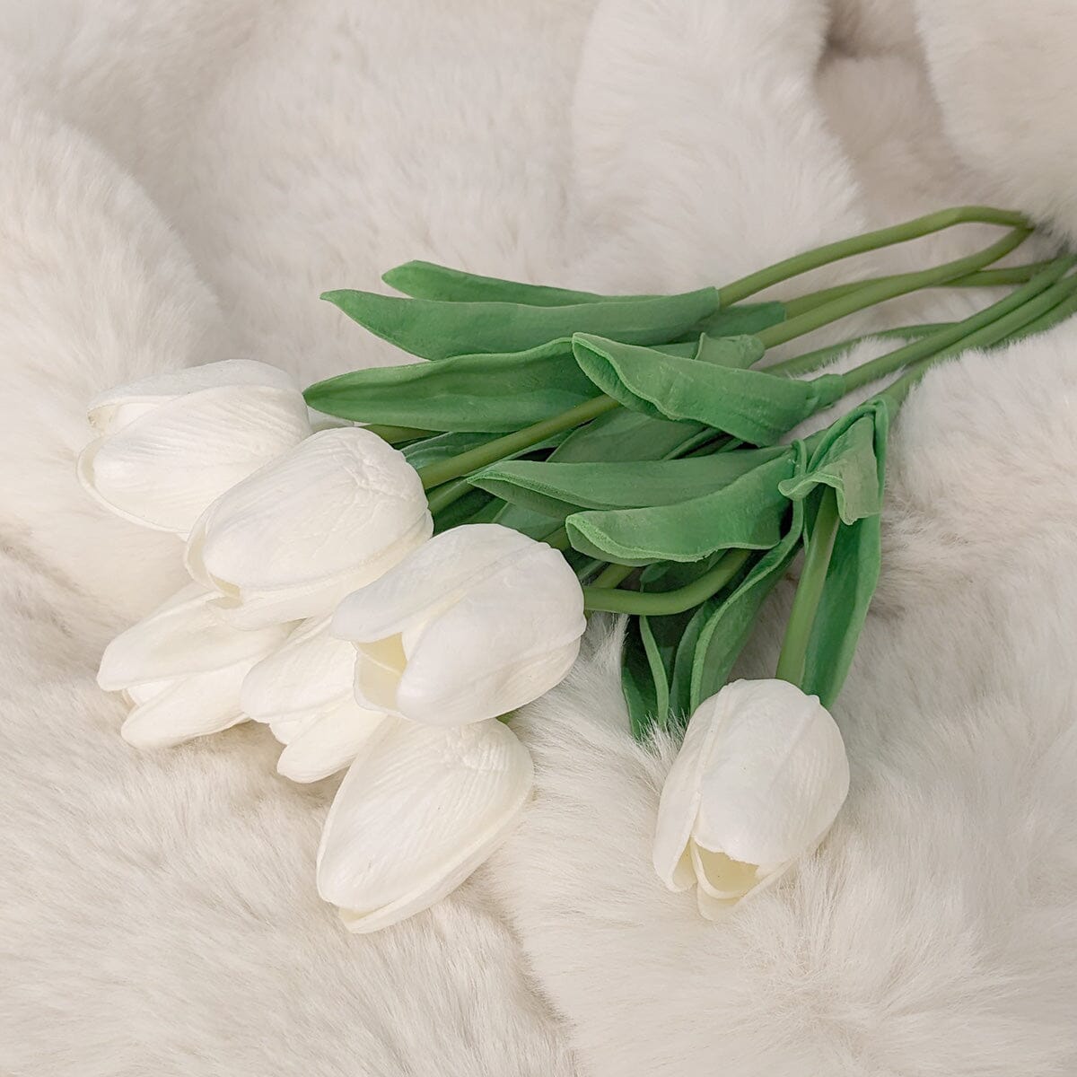Faux White Tulips Bunch of 8 Flowers - Rosey's Creations