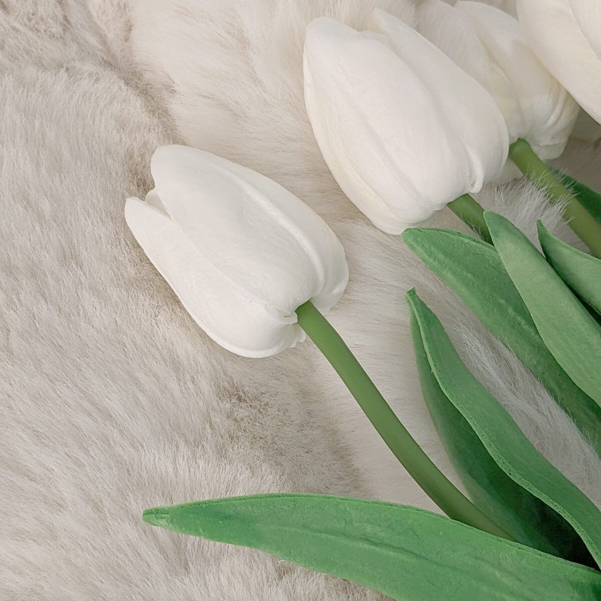 Faux White Tulips Bunch of 8 Flowers - Rosey's Creations