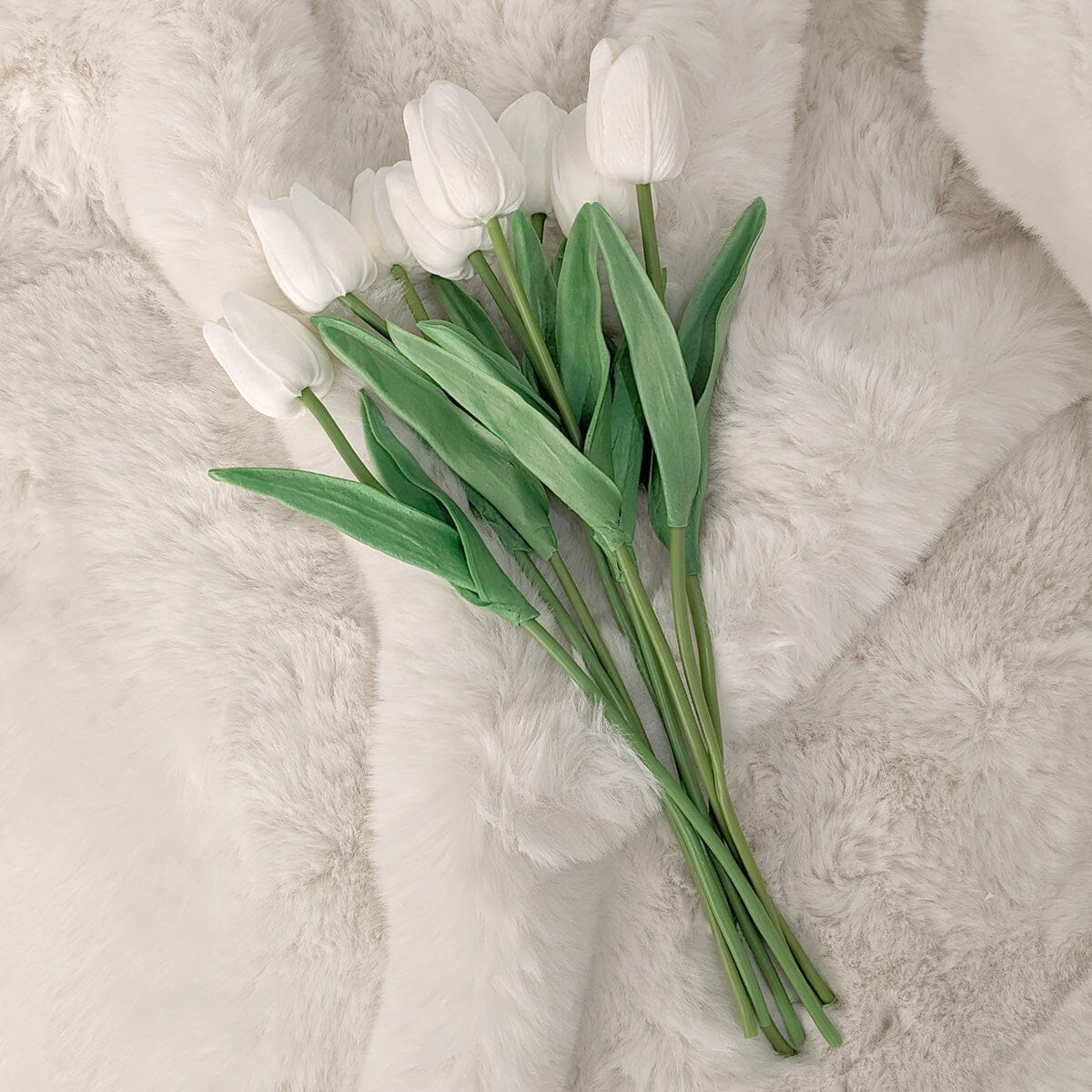 Faux White Tulips Bunch of 8 Flowers - Rosey's Creations