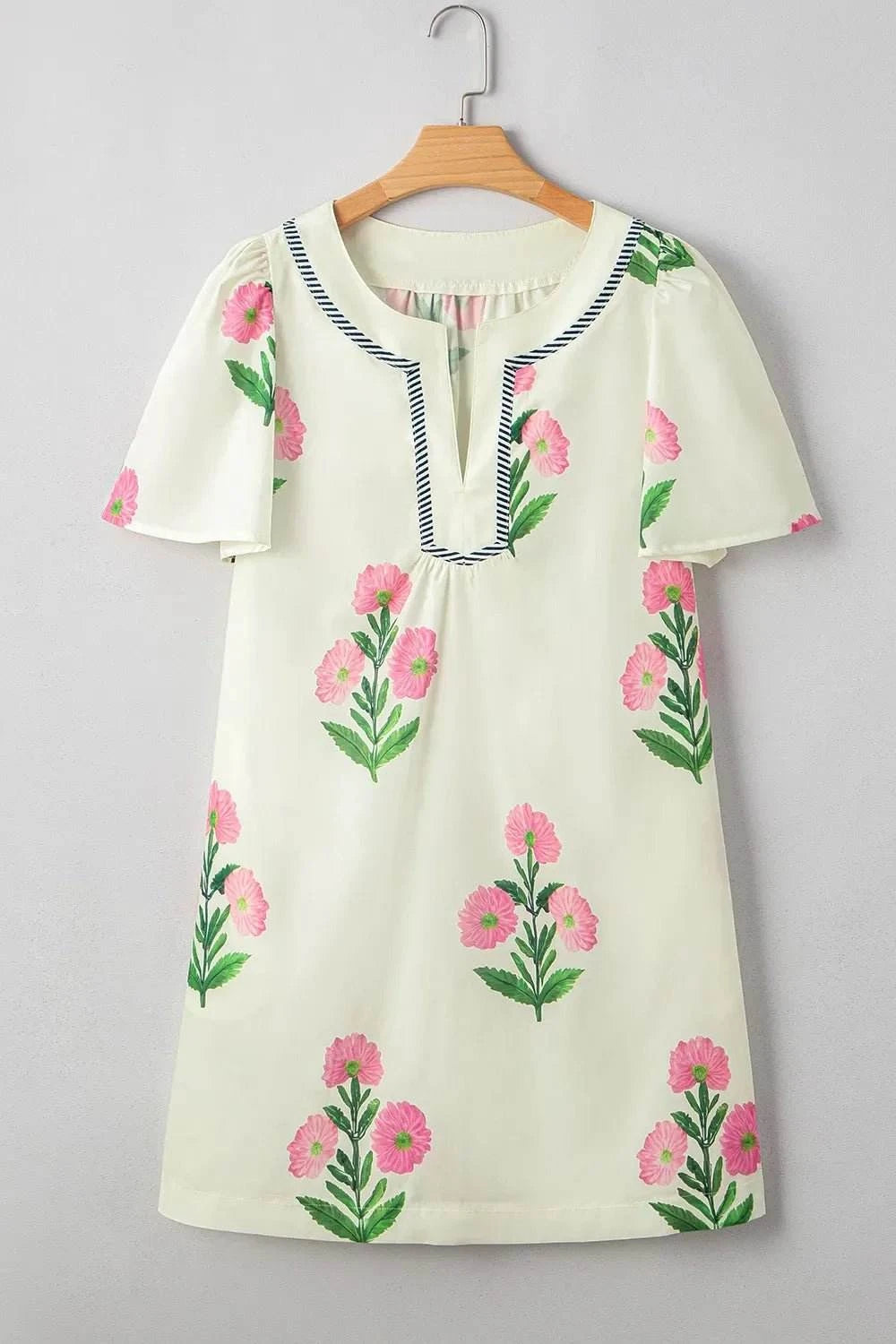 Floral Print Flutter Sleeve Summer Mini Dress - Rosey's Creations