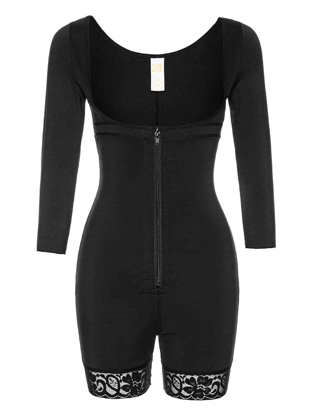 Full Size Zip Up Lace Detail Long Sleeve Shapewear - Rosey's Creations