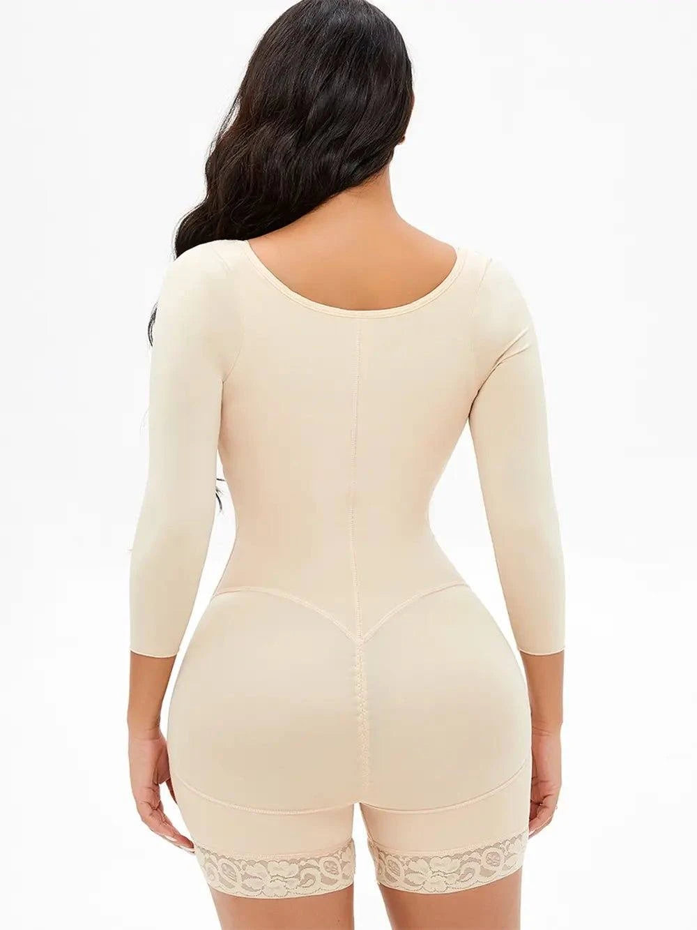 Full Size Zip Up Lace Detail Long Sleeve Shapewear - Rosey's Creations