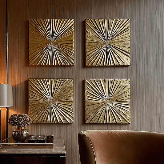 Gabriella Gold Textured Sunburst Wall Art - Set of 4 - Rosey's Creations