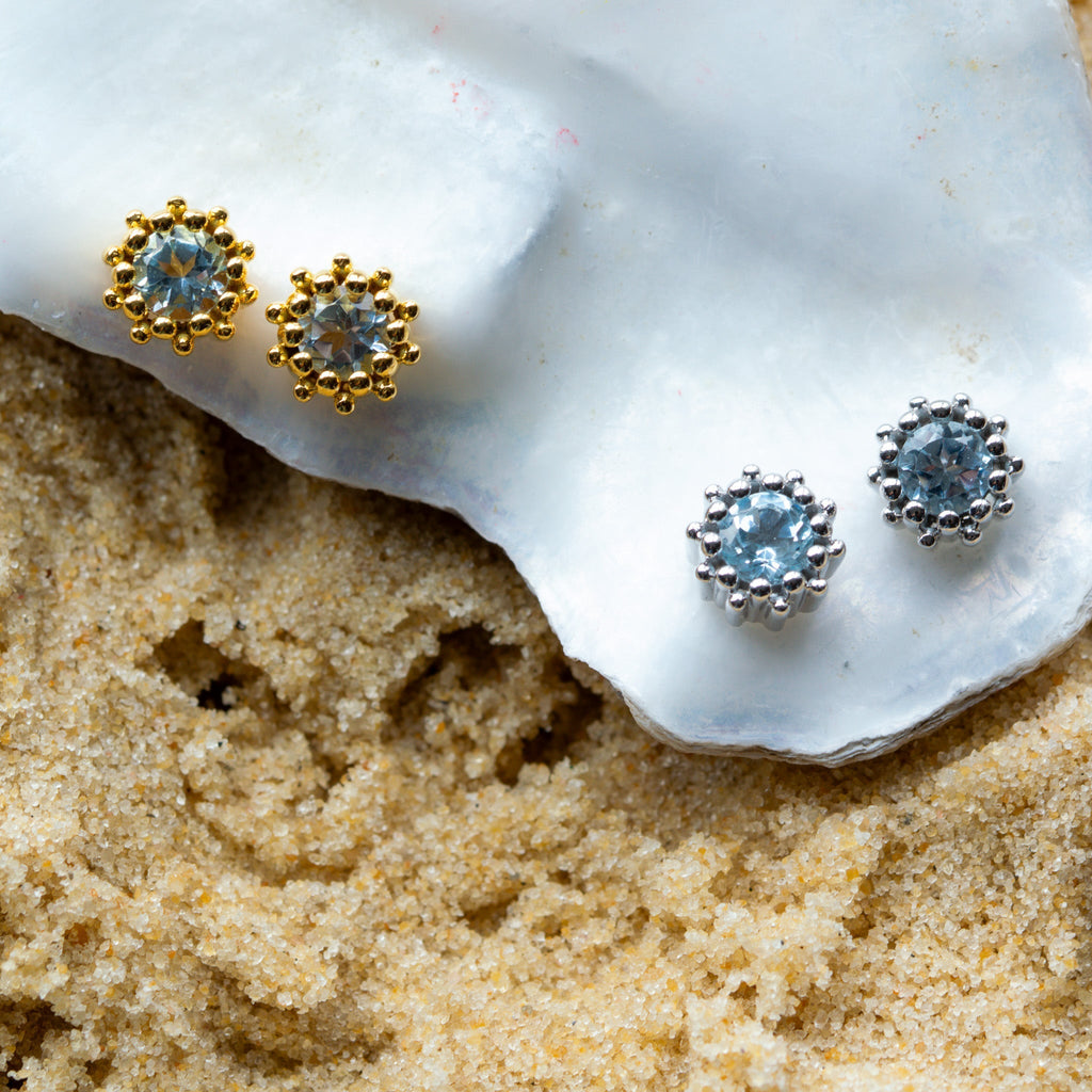Gold Sky Blue Topaz Astrid Studs Dainty London