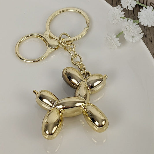 Gold Balloon Dog Keyring - Rosey's Creations