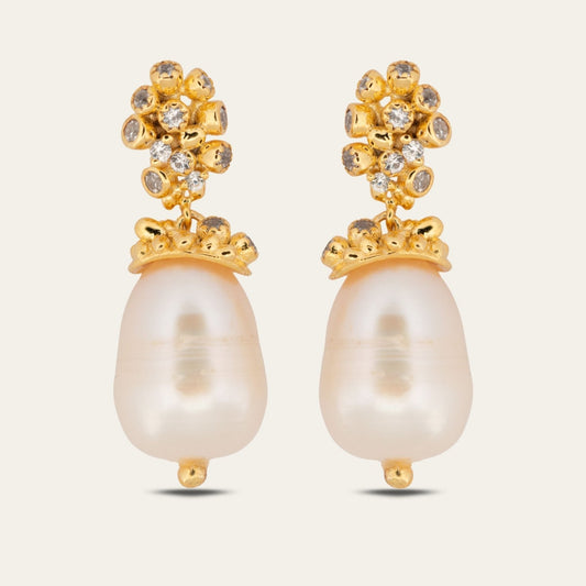 Gold Baroque Pearl Earrings - Lyra.