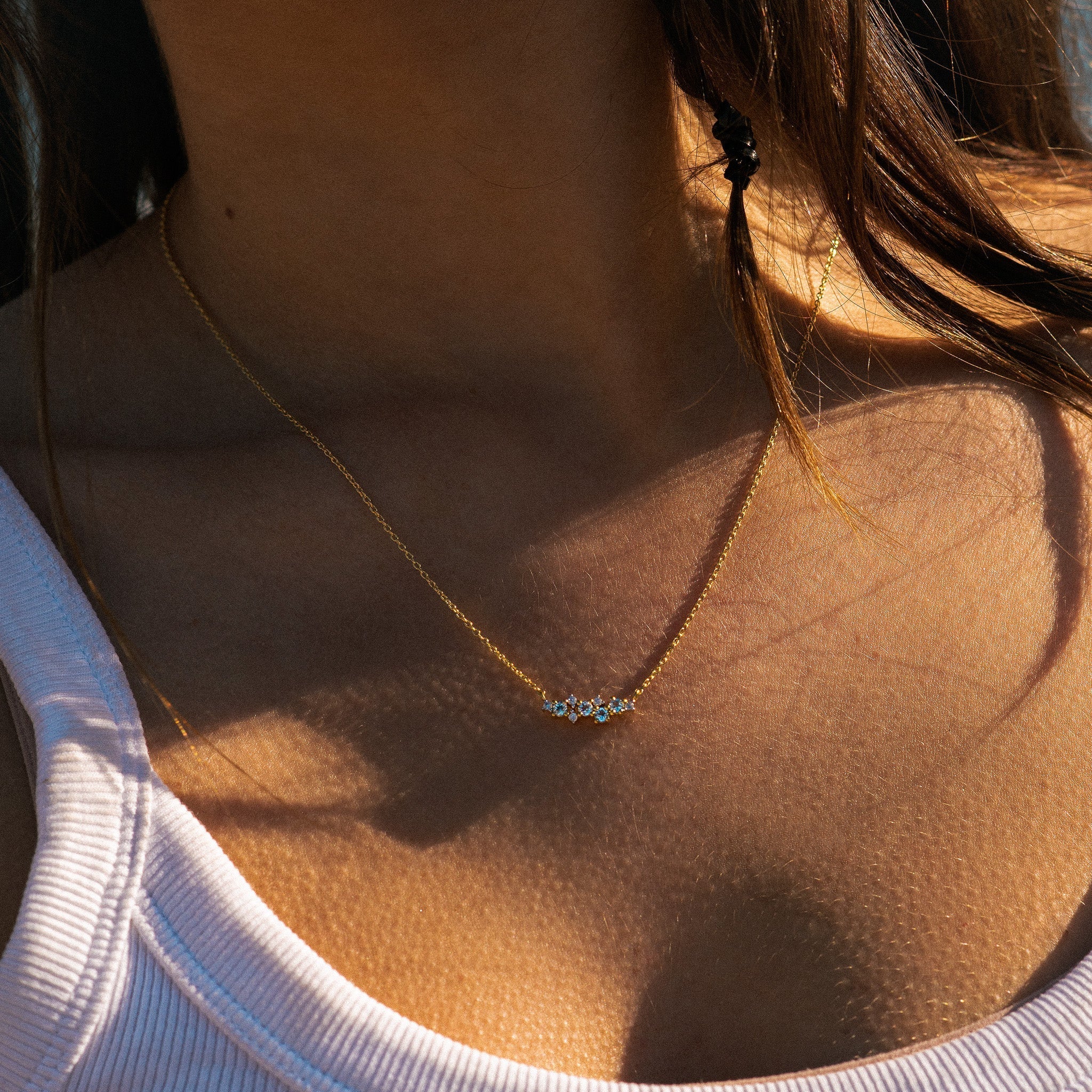 Gold Cluster Gemstone Necklace - Elara Dainty London