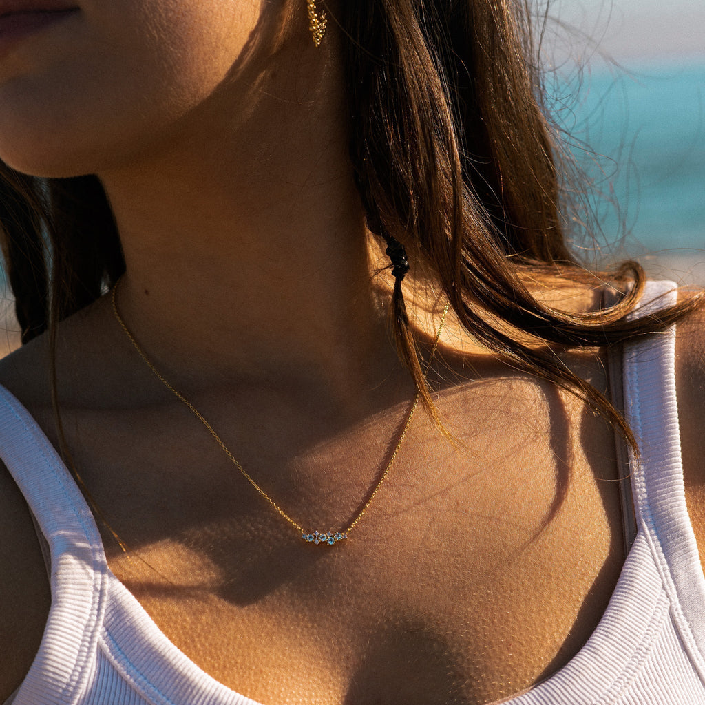 Gold Cluster Gemstone Necklace - Elara Dainty London