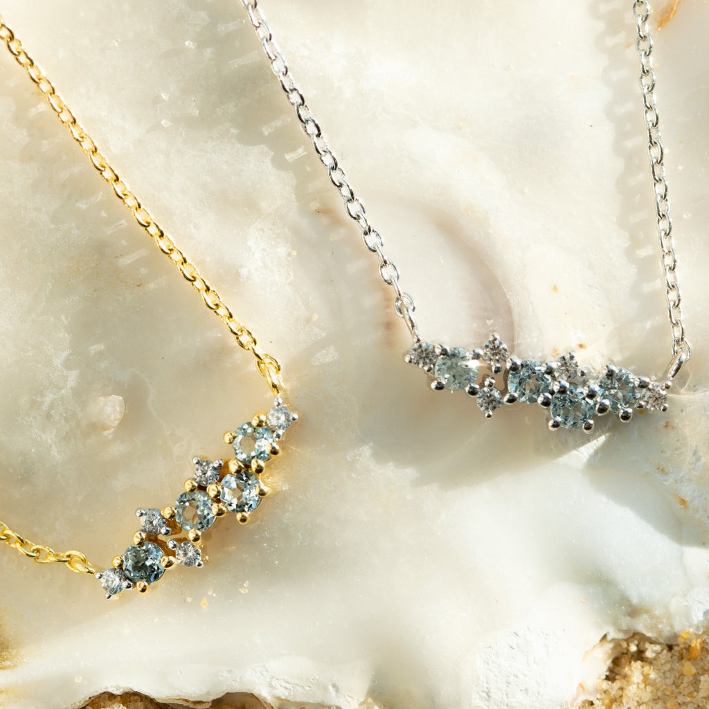 Silver Cluster Gemstone Necklace - Elara Dainty London