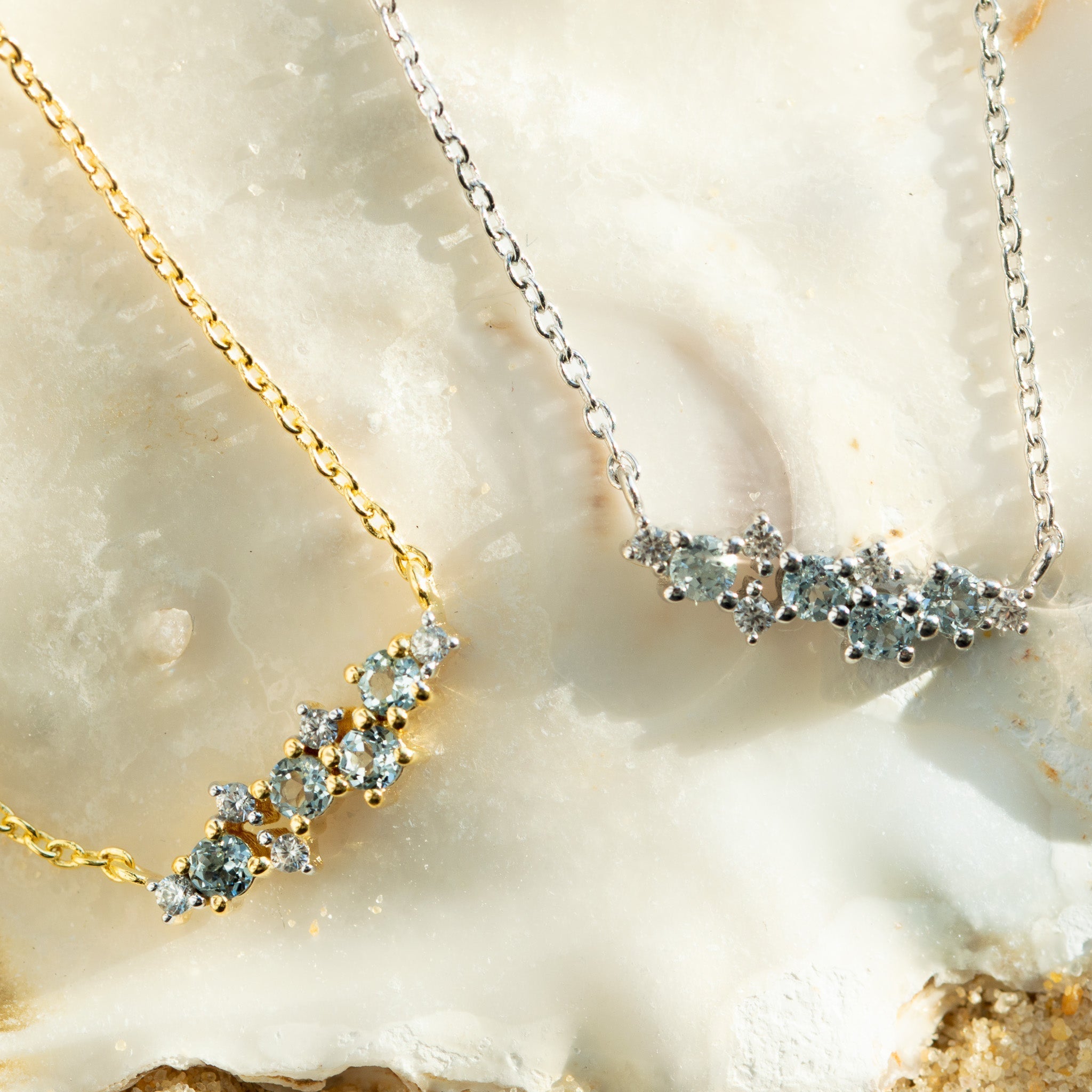 Silver Cluster Gemstone Necklace - Elara Dainty London