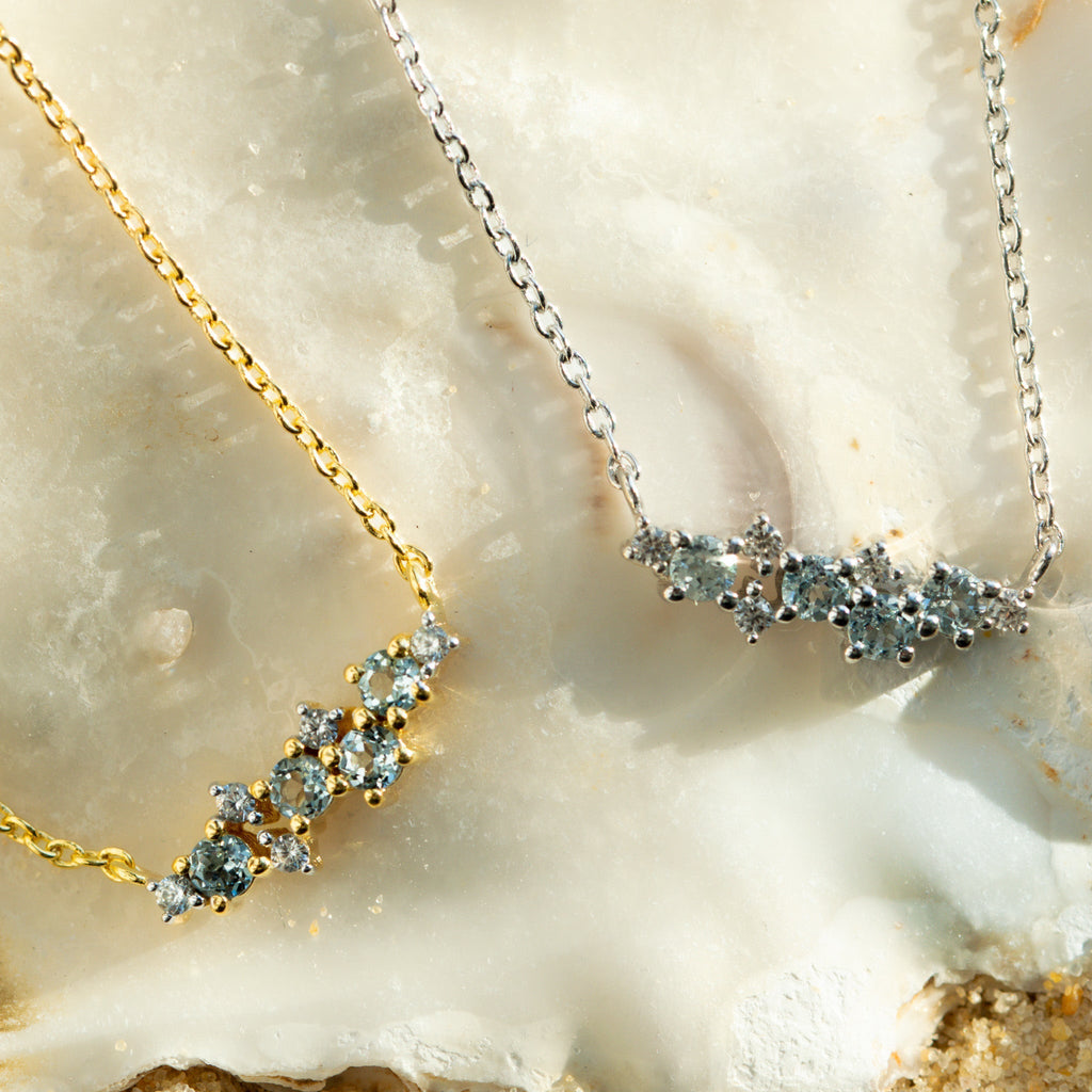 Gold Cluster Gemstone Necklace - Elara Dainty London