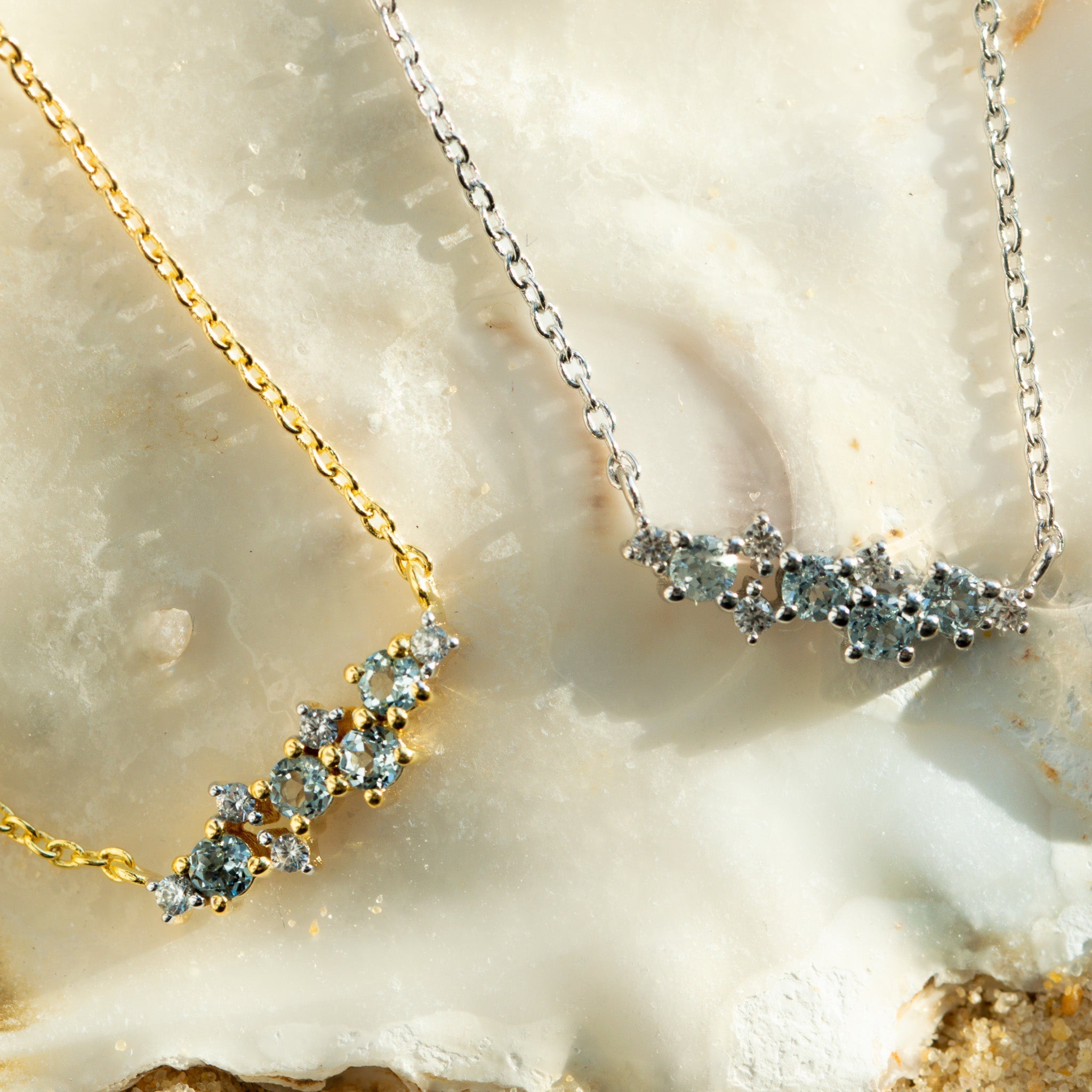 Gold Cluster Gemstone Necklace - Elara Dainty London