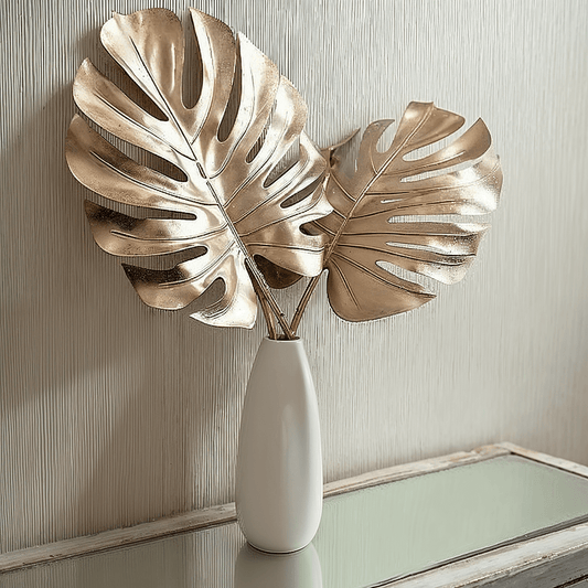 Gold Faux Cheese Plant Leaf Single Stem - Rosey's Creations