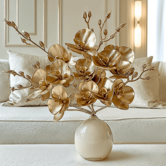 Gold Faux Orchid Single Stem Floral - Rosey's Creations