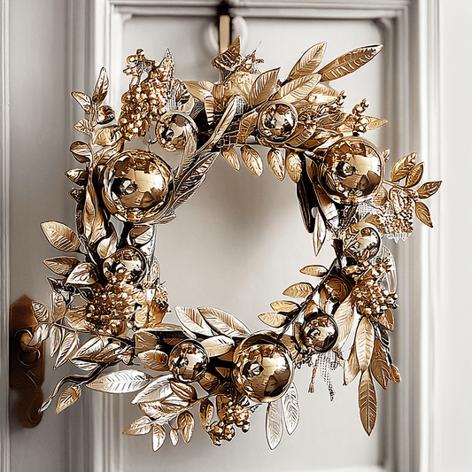 Gold Festive Decorative Christmas Wreath - Rosey's Creations