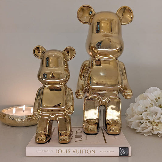 Gold Pearlescent Standing Bear Ornament - Set of 2 - Rosey's Creations