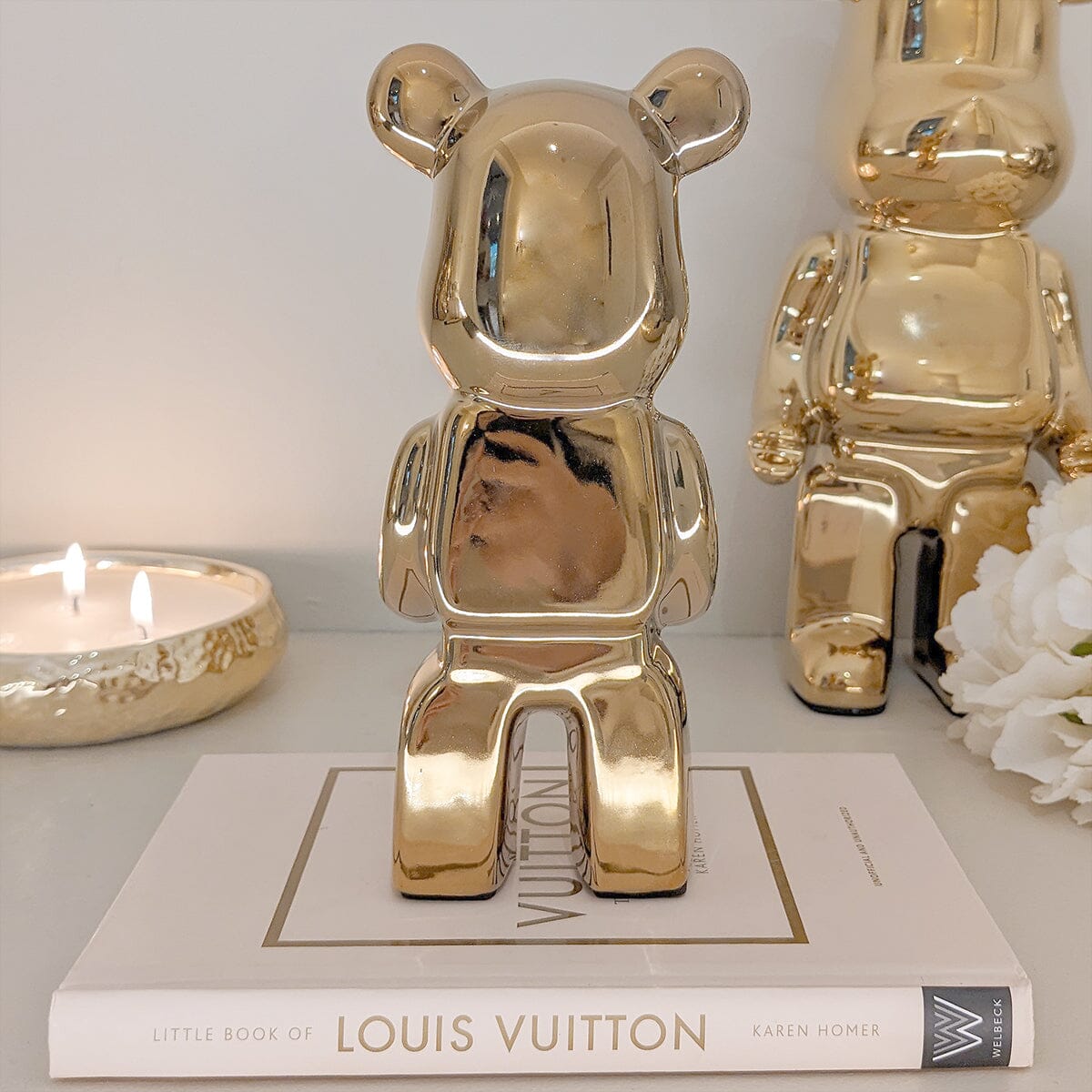 Gold Pearlescent Standing Bear Ornament - Set of 2 - Rosey's Creations