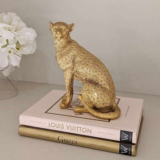 Gold Sitting Leopard Decorative Ornament - Rosey's Creations
