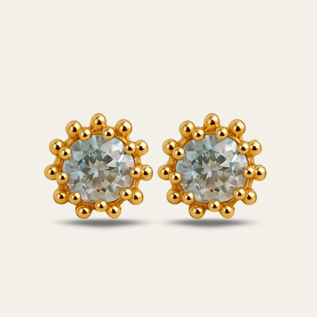 Gold Sky Blue Topaz Astrid Studs Dainty London
