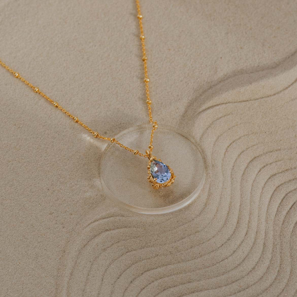 Gold Vermeil Blue Topaz Necklace - Aurelia Dainty London