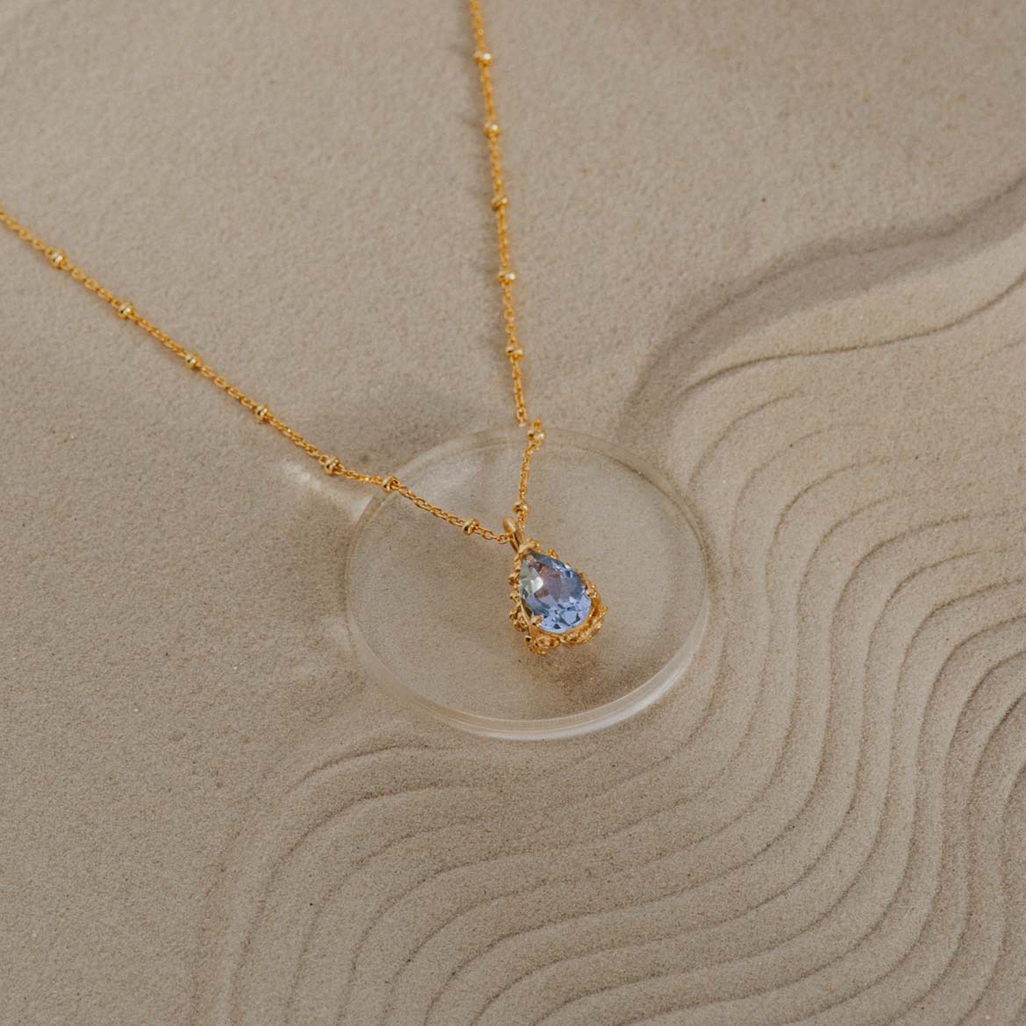 Gold Vermeil Blue Topaz Necklace - Aurelia Dainty London